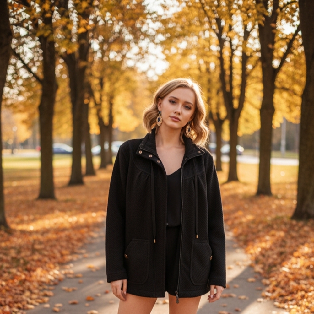 Black zip up sweater jacket oversized By Vintage Cotton